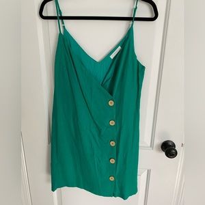 Lush large green button up wrap dress